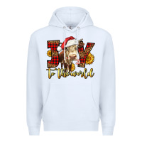White joy to the world christmas cow Premium Hoodie - LillyAllenDesigns