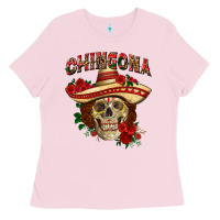 Bubblegum Pink Chingona with roses Mexico Ladies Tee - HowdyJamesFarm