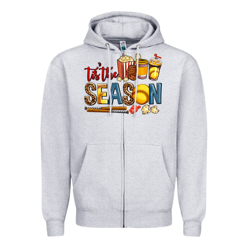 Tis The Season Softball Zipper Hoodie by AdoDesignShop | Teevron