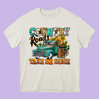Country Roads Take Me Home Vintage Truck Heavy Core Tee Designed By Jasminsmagicworld