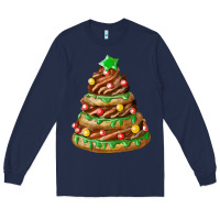 Navy chocolate christmas cookie cake Long Sleeve Tee - FaDigitalArtStudio