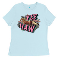 Baby Blue Yee haw Ladies Tee - HowdyJamesFarm