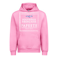 Fuchsia Pink papeete tahiti passport stamp vacation travel t shirt Urban Hoodie - maiPhamDesign