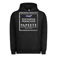 Pigment Black papeete tahiti passport stamp vacation travel t shirt Urban Hoodie - maiPhamDesign
