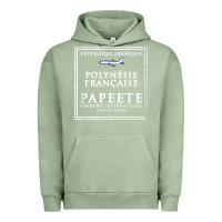 Pigment Oil Green papeete tahiti passport stamp vacation travel t shirt Urban Hoodie - maiPhamDesign