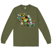 Army Green Guerrero Mexico Sunflower Map Long Sleeve Tee - RanaPortraitStore