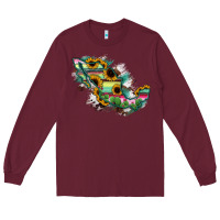 Burgundy Guerrero Mexico Sunflower Map Long Sleeve Tee - RanaPortraitStore