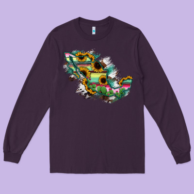 Guerrero Mexico Sunflower Map Long Sleeve Tee Designed By Ranaportraitstore