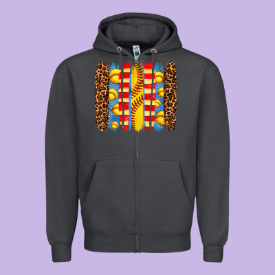 Softball  Brushstrokes Zipper Hoodie Designed By Adodesignshop