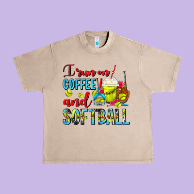 I Run On Coffee And Softball Frappe Urban Heavy Tee Designed By Fadigitalartstudio