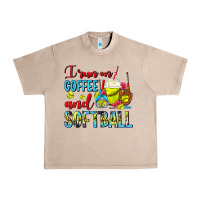 French Oak I Run On Coffee And Softball Frappe Urban Heavy Tee - FaDigitalArtStudio