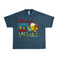 Midnight Navy I Run On Coffee And Softball Frappe Urban Heavy Tee - FaDigitalArtStudio