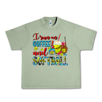 Oil Green I Run On Coffee And Softball Frappe Urban Heavy Tee - FaDigitalArtStudio