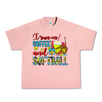 Salmon I Run On Coffee And Softball Frappe Urban Heavy Tee - FaDigitalArtStudio