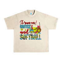Sandshell I Run On Coffee And Softball Frappe Urban Heavy Tee - FaDigitalArtStudio