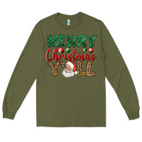 Army Green merry christmas y'all Long Sleeve Tee - BundleAndBundleShop