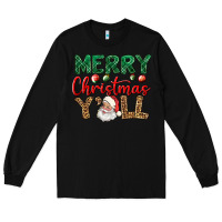 Black merry christmas y'all Long Sleeve Tee - BundleAndBundleShop