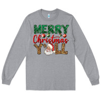 Heather Grey merry christmas y'all Long Sleeve Tee - BundleAndBundleShop