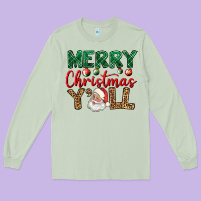 Merry Christmas Y'all Long Sleeve Tee Designed By Bundleandbundleshop