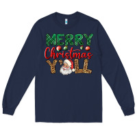 Navy merry christmas y'all Long Sleeve Tee - BundleAndBundleShop