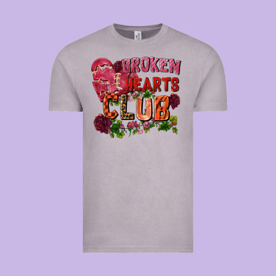 Broken Heart Club Vintage Tee Designed By Fadigitalartstudio