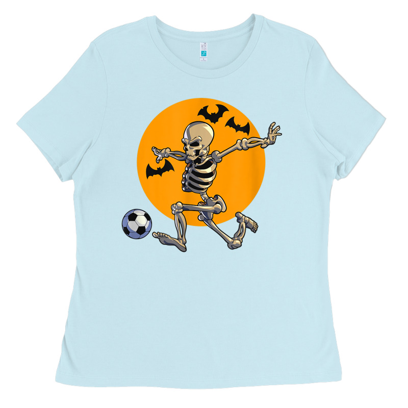 Skeleton Soccer Player Funny Halloween Blood Moon Ladies Tee by DesignPulse | Teevron