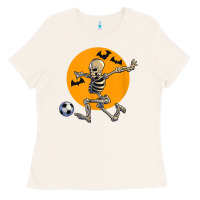 Bone skeleton soccer player funny halloween blood moon Ladies Tee - DesignPulse