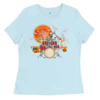 Baby Blue Skeleton Drummer Halloween Costume Playing Drums Mens Boys Ladies Tee - DesignPulse