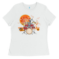 White Skeleton Drummer Halloween Costume Playing Drums Mens Boys Ladies Tee - DesignPulse