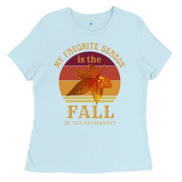 Baby Blue feminist my favorite season is fall patriarchy retro vintage long slee Ladies Tee - DesignPulse