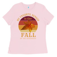 Bubblegum Pink feminist my favorite season is fall patriarchy retro vintage long slee Ladies Tee - DesignPulse