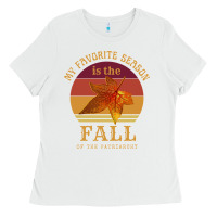 White feminist my favorite season is fall patriarchy retro vintage long slee Ladies Tee - DesignPulse