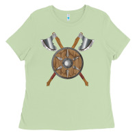 Matcha renaissance fair faire festival medieval theme axe shield Ladies Tee - DesignPulse