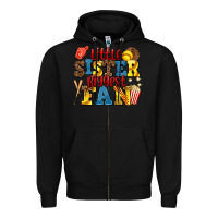 Black little sister biggest fan softball Zipper Hoodie - AdoDesignShop