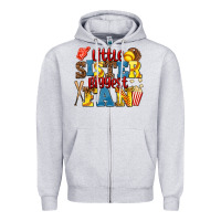 Heather Grey little sister biggest fan softball Zipper Hoodie - AdoDesignShop