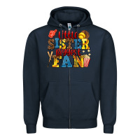 Navy little sister biggest fan softball Zipper Hoodie - AdoDesignShop
