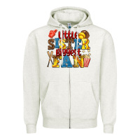 Oatmeal Heather little sister biggest fan softball Zipper Hoodie - AdoDesignShop