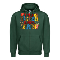 Sports Green little sister biggest fan softball Zipper Hoodie - AdoDesignShop