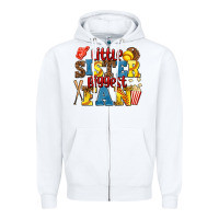 White little sister biggest fan softball Zipper Hoodie - AdoDesignShop