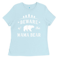 Baby Blue beware mama bear mom protect strong mother graphic clip art t shirt Ladies Tee - DesignPulse