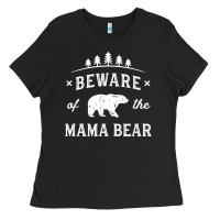 Black beware mama bear mom protect strong mother graphic clip art t shirt Ladies Tee - DesignPulse