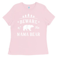Bubblegum Pink beware mama bear mom protect strong mother graphic clip art t shirt Ladies Tee - DesignPulse