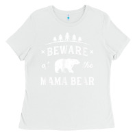 White beware mama bear mom protect strong mother graphic clip art t shirt Ladies Tee - DesignPulse