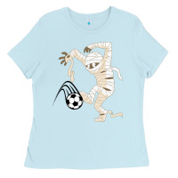 Baby Blue funny halloween soccer ball Ladies Tee - DesignPulse