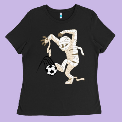 Funny Halloween Soccer Ball Ladies Tee Designed By Designpulse