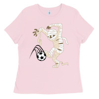 Bubblegum Pink funny halloween soccer ball Ladies Tee - DesignPulse