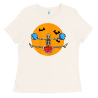 Bone cheerleading skeleton halloween cheer skeleton cheerleader t shirt Ladies Tee - DesignPulse