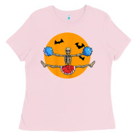 Cheerleading Skeleton Halloween Cheer Skeleton Cheerleader T Shirt Ladies Tee | Teevron