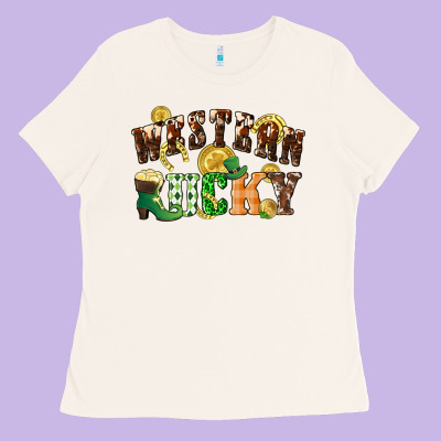 Western Lucky St. Patrick's Day Ladies Tee Designed By Cowgirlartshop