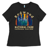 Black redwood national park california retro vintage cam Ladies Tee - DesignPulse